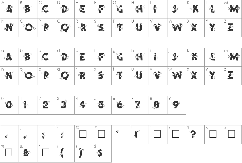 SPENCER font character map preview