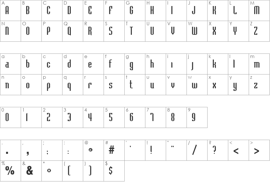 SPGremi font character map preview
