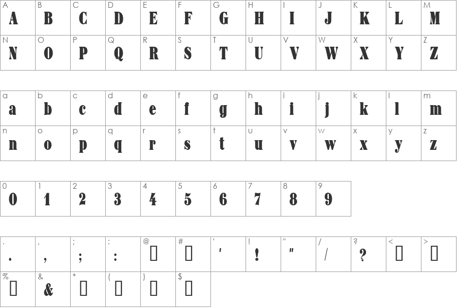 Sphinx font character map preview