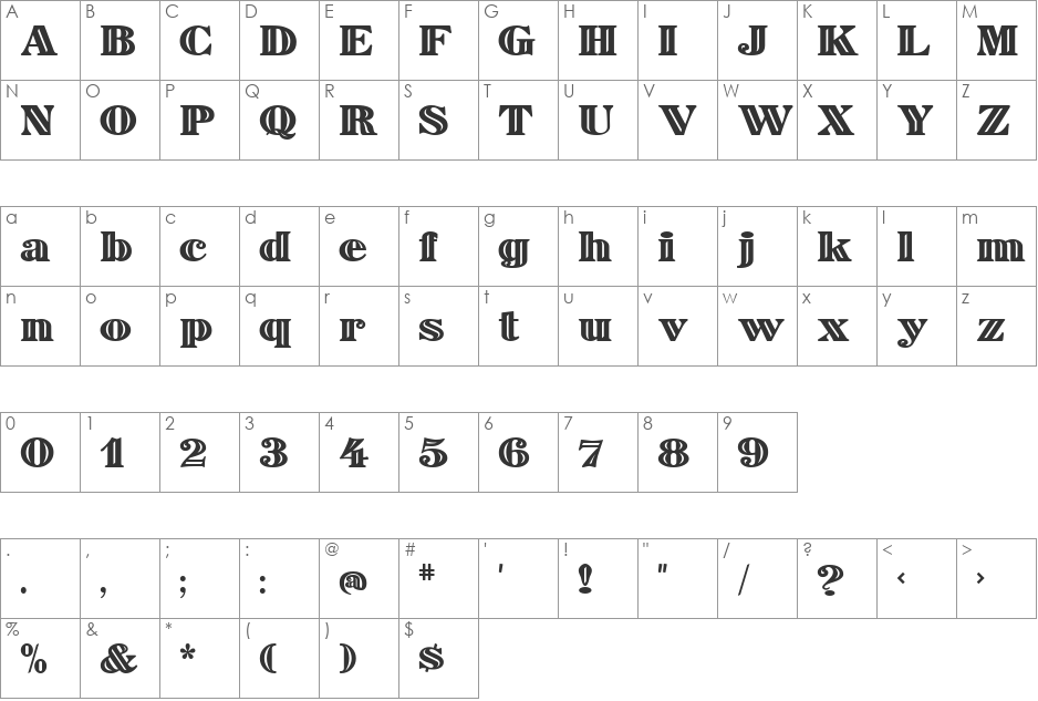 SphinxInline font character map preview