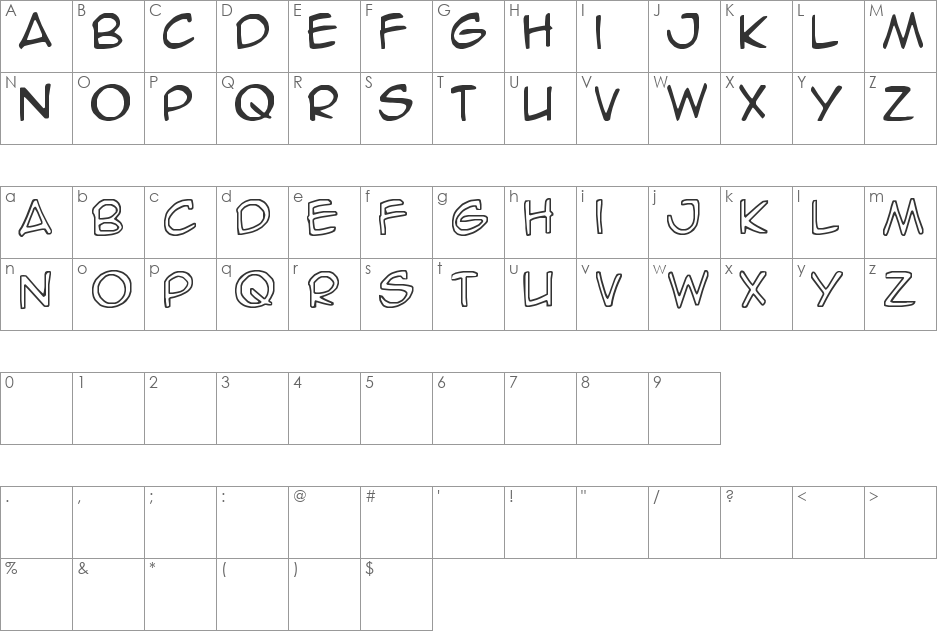 SpideRaY font character map preview