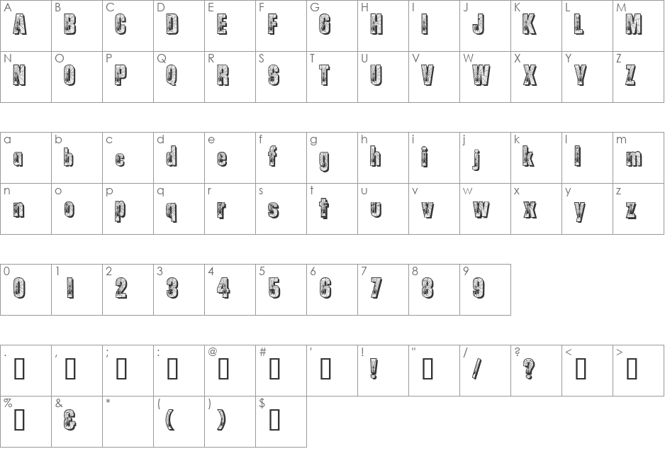 Spiderman font character map preview