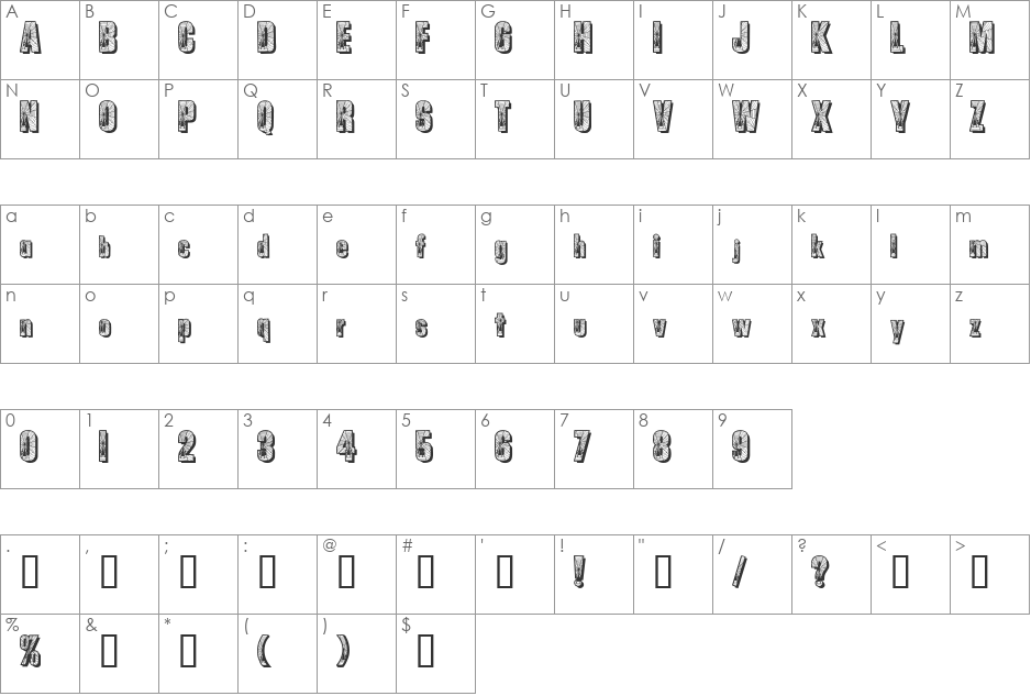 Spiders font character map preview