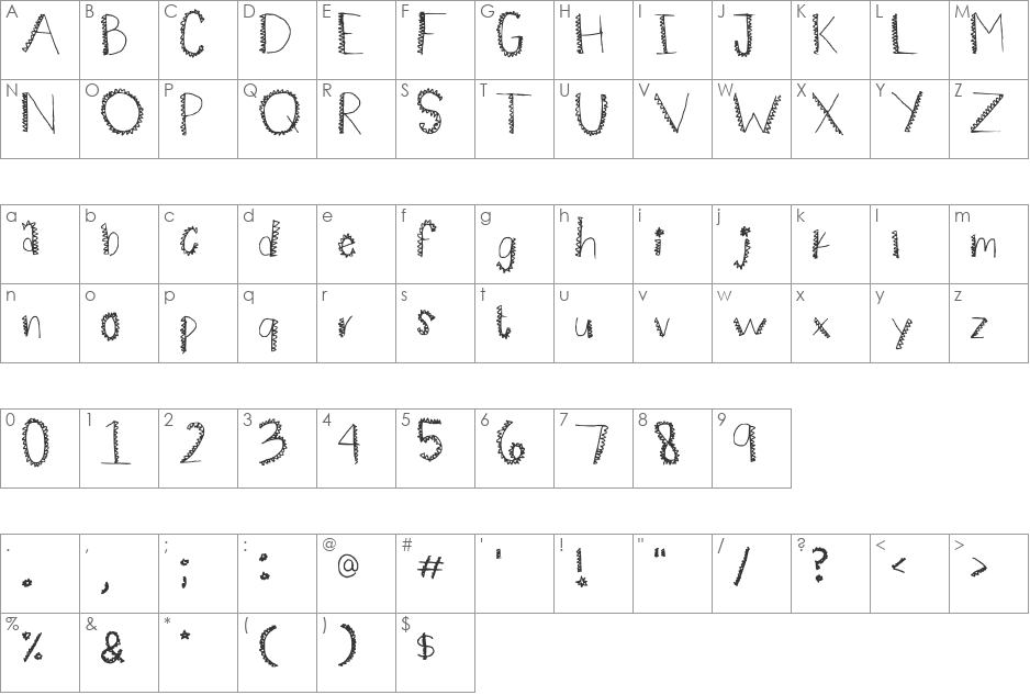spiiikey font character map preview