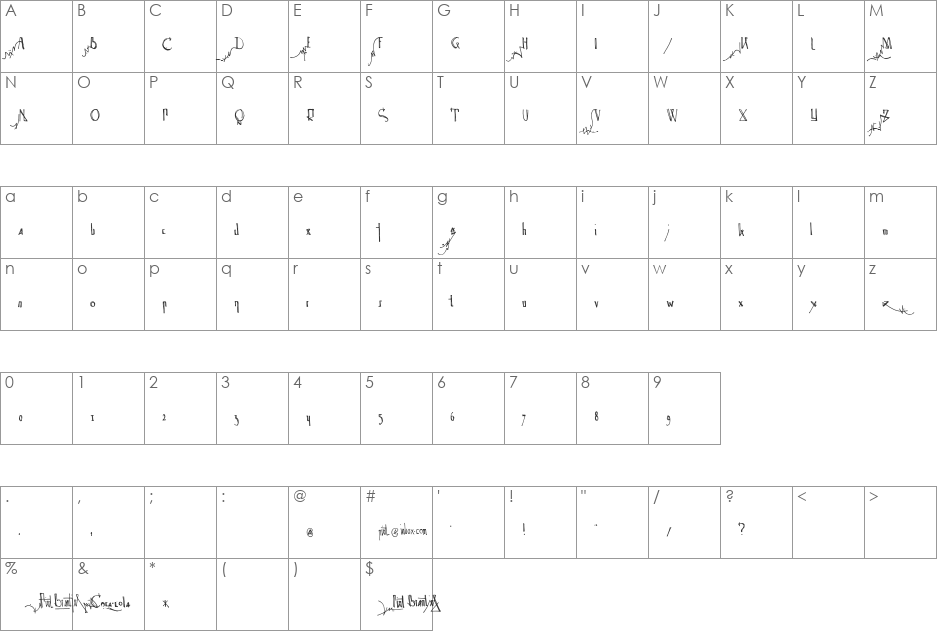 Spijker 08 font character map preview
