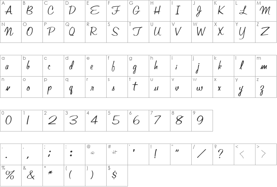 Adri font character map preview