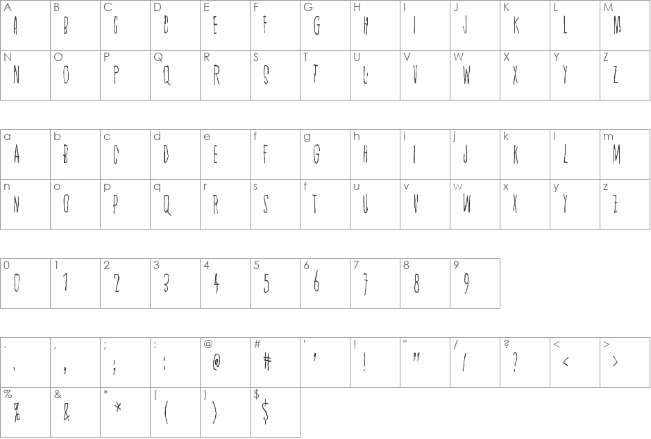 Spirit Ritual font character map preview