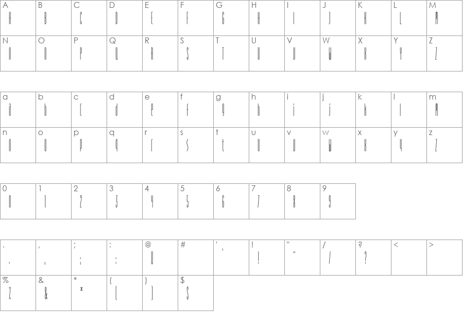 SpiritEF font character map preview