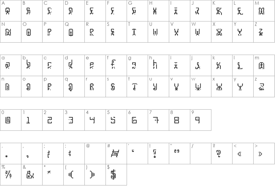 Spiritual Warfare font character map preview