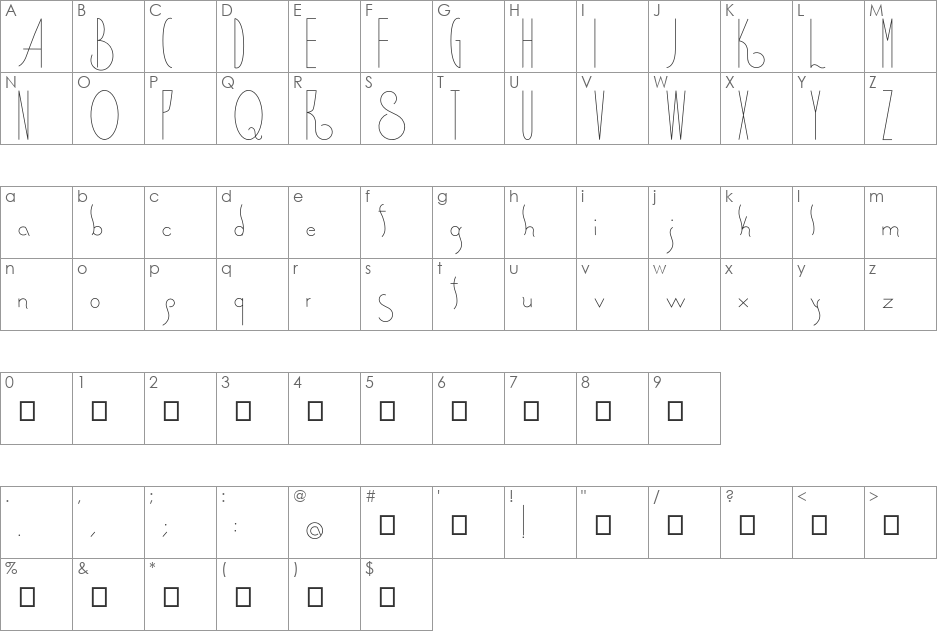 Spirituality font character map preview