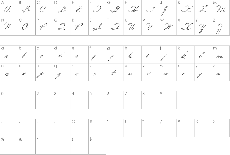 Spirulina font character map preview
