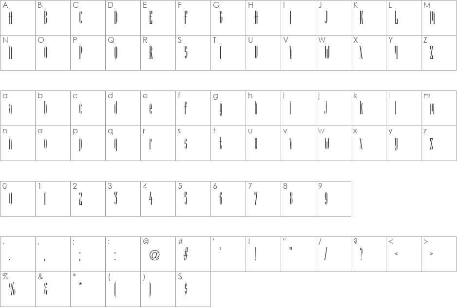 Spitbol Alternate SSi font character map preview