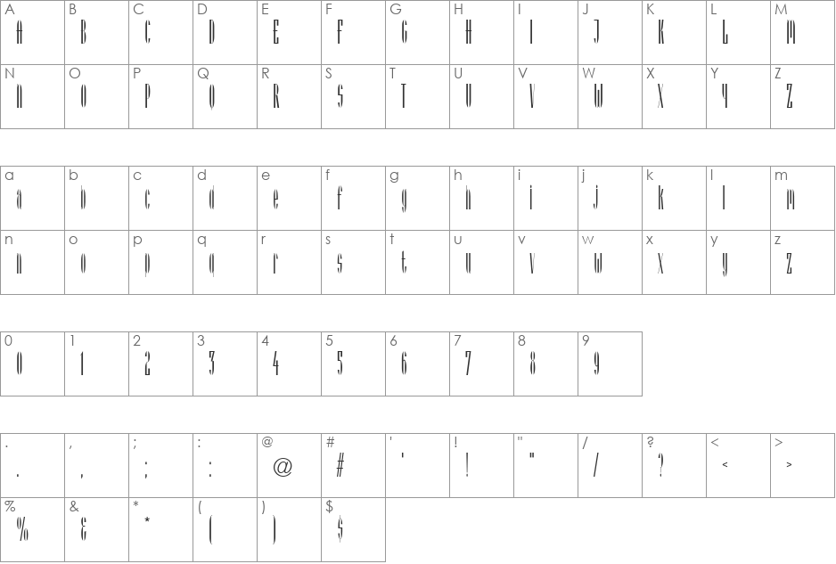Spitbol SSi font character map preview