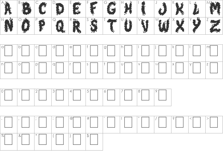 SPLASH font character map preview