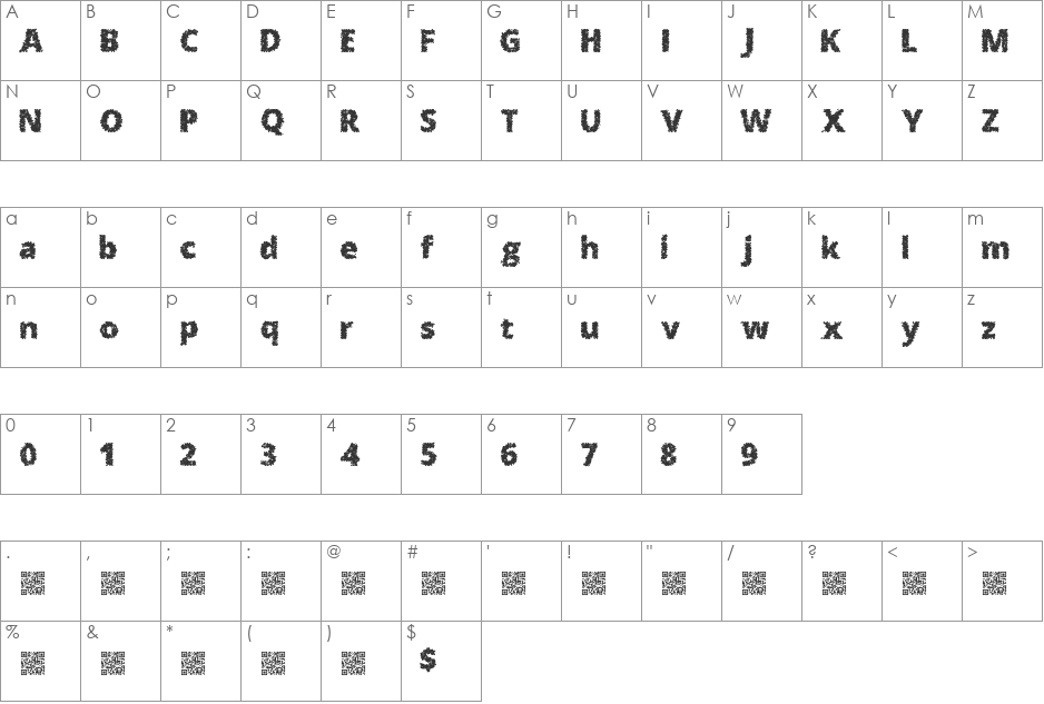SplatMatrix font character map preview