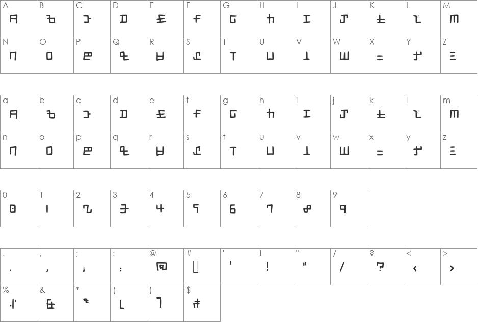 Splatoon - Cephaloblock font character map preview