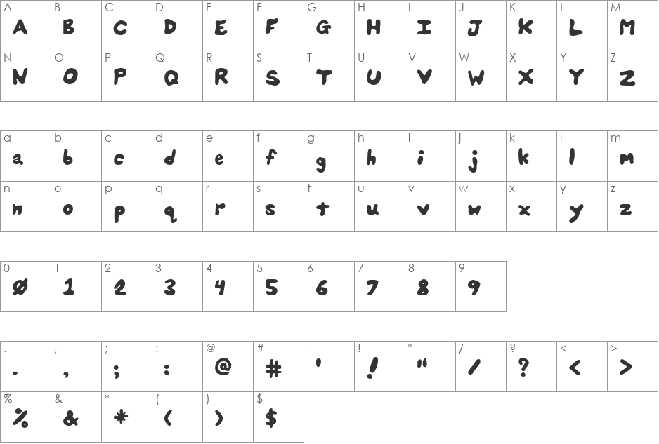 Splats Unsplatted font character map preview