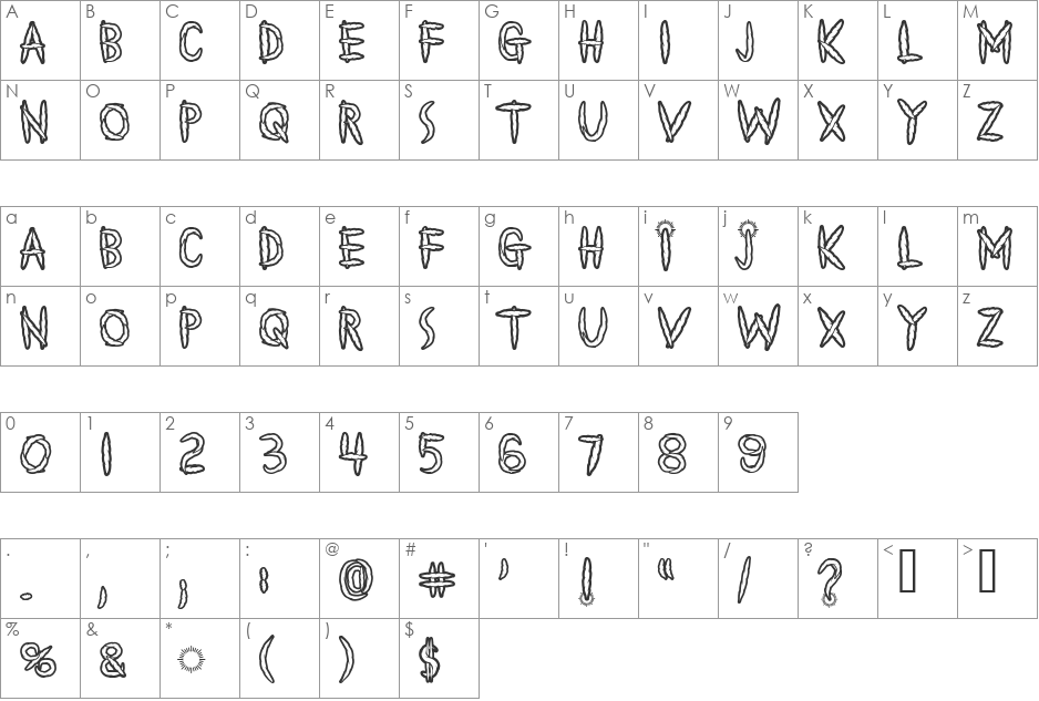 Spliffs font character map preview