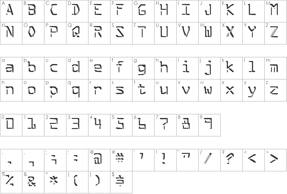 Split Enzymes font character map preview