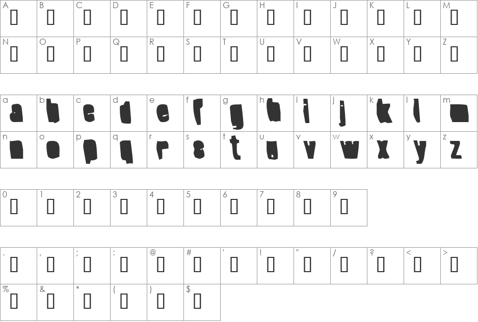 Splump font character map preview