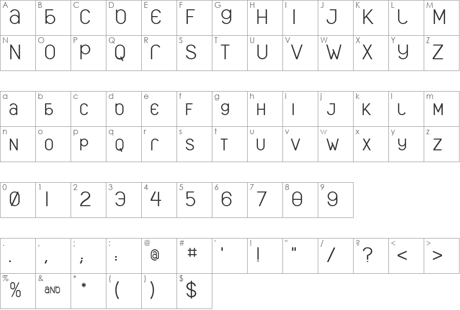 Spoing font character map preview