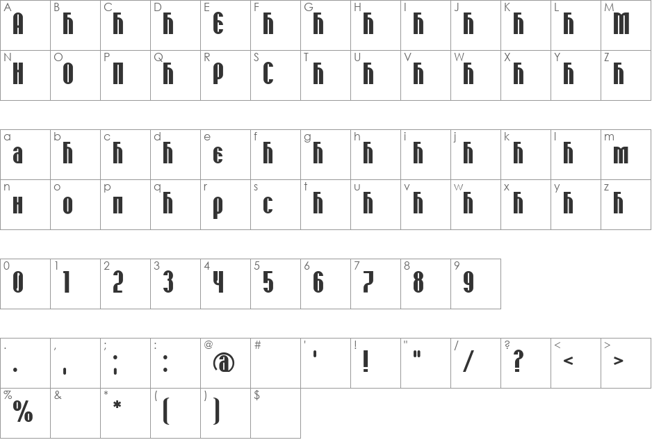 SPOMENAR2 font character map preview
