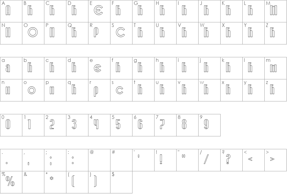 SPOMENAR3 font character map preview