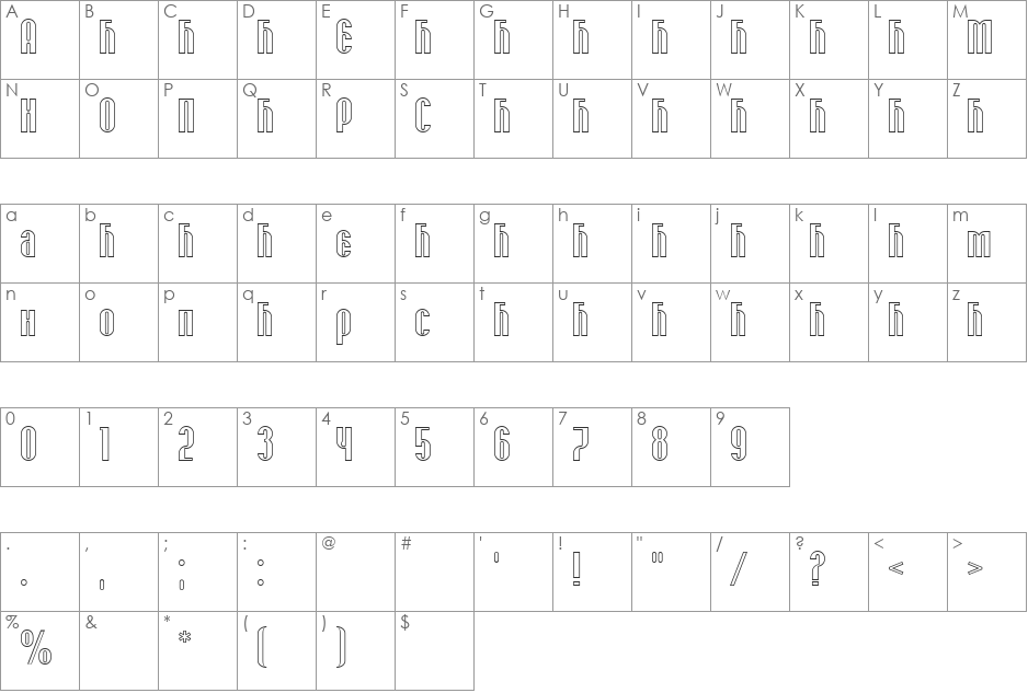 SPOMENAR4 font character map preview