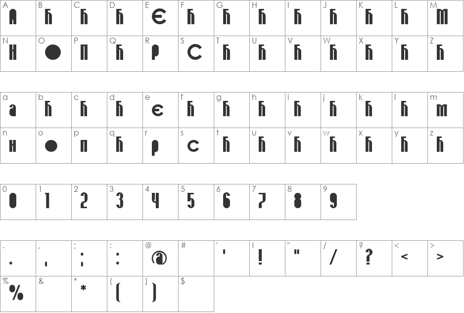 SPOMENAR5 font character map preview