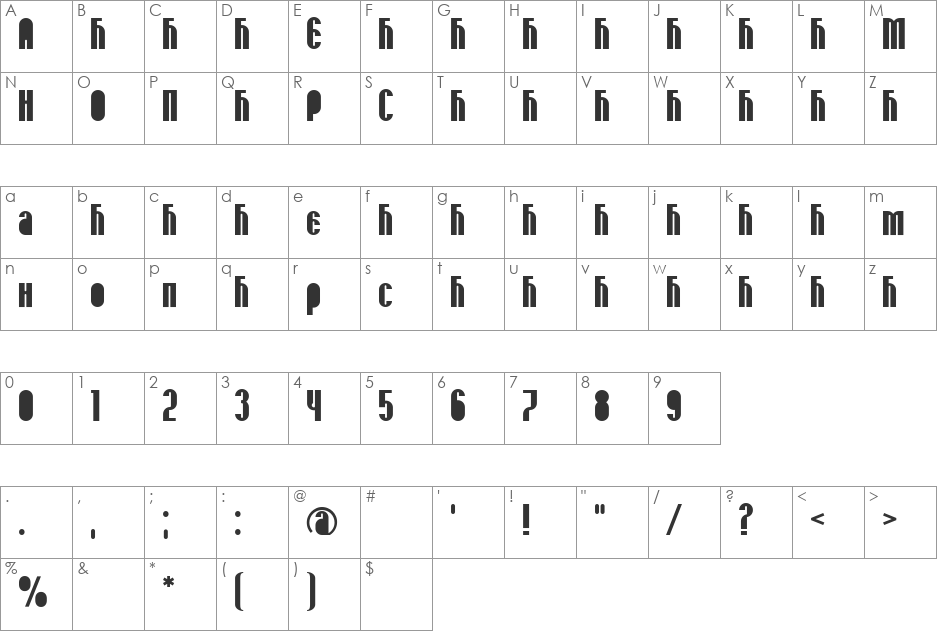 SPOMENAR6 font character map preview