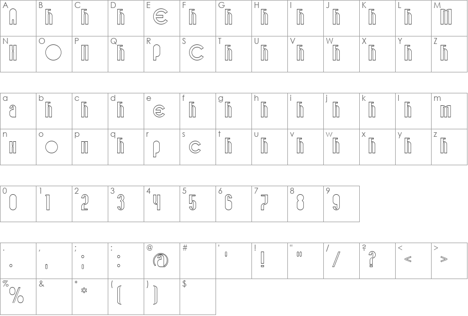 SPOMENAR7 font character map preview