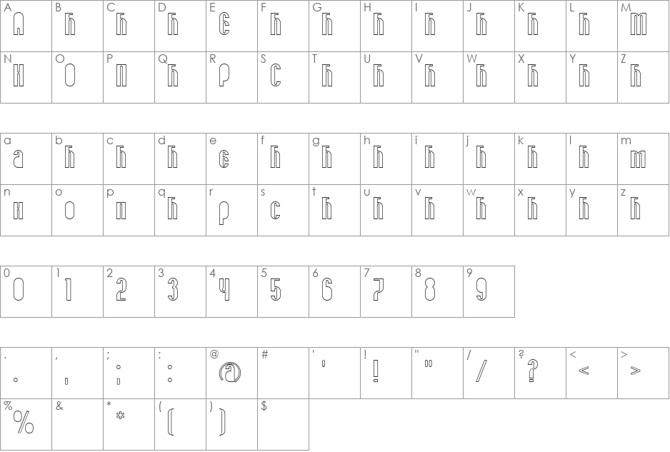 SPOMENAR8 font character map preview