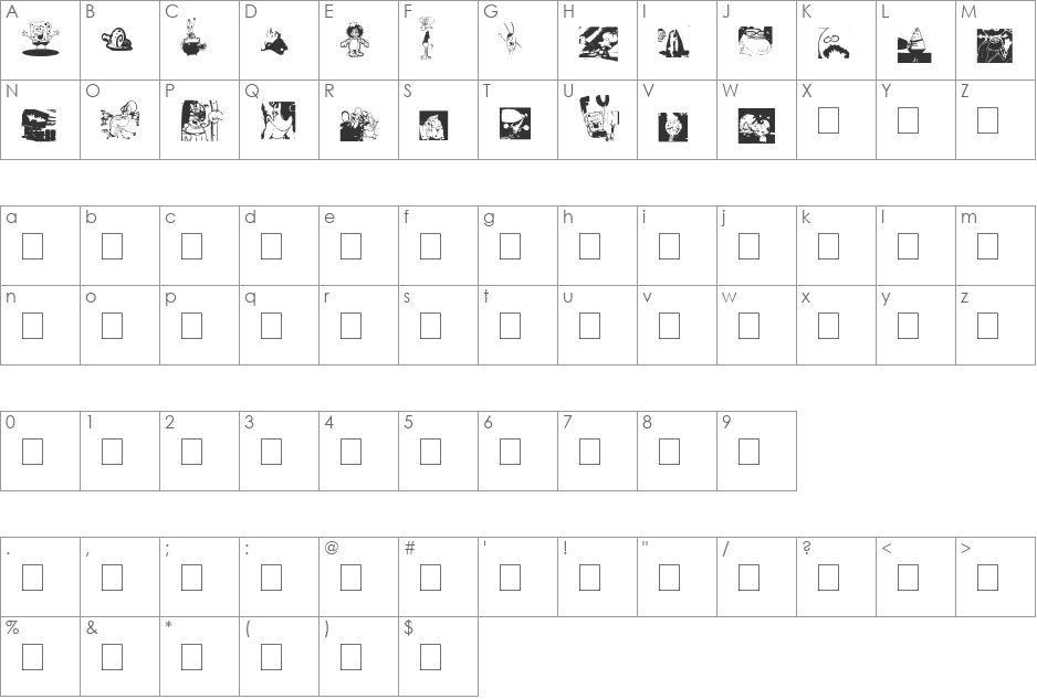 SPOMGE BOB DINGPANTS font character map preview