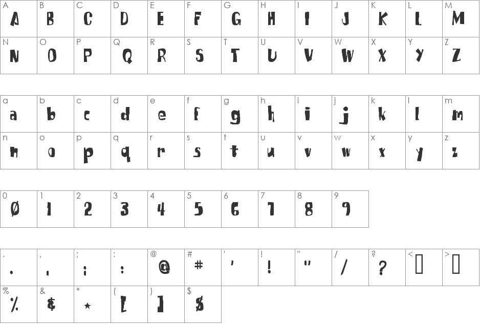 SpongeFont SquareType font character map preview