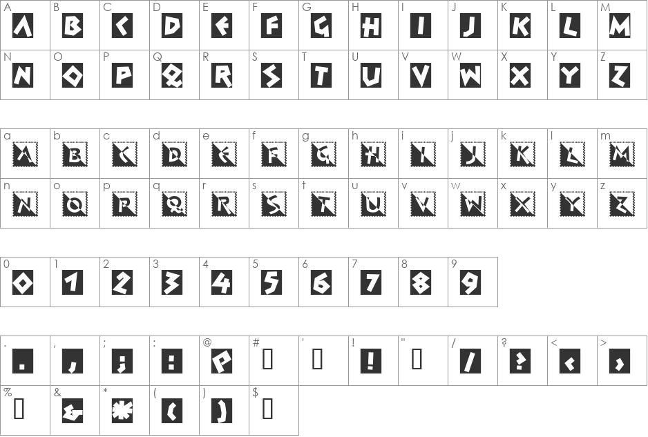Spontan font character map preview