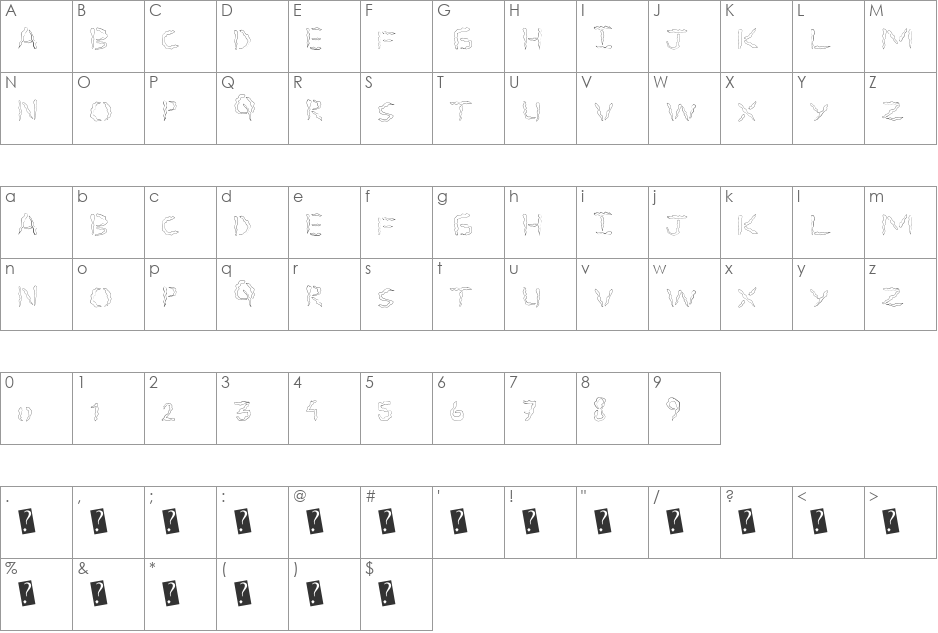 SpookyStencil font character map preview