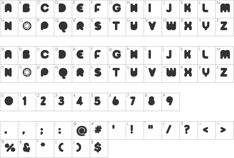 Sporedom font character map preview