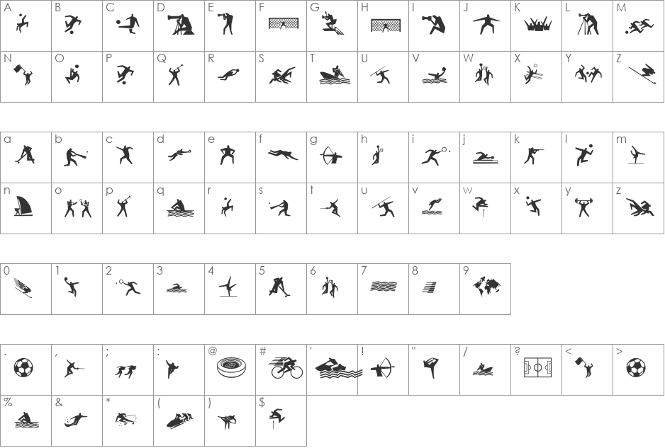 Sport 4 Ever font character map preview
