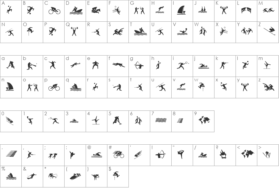 Sport 4 Ever font character map preview