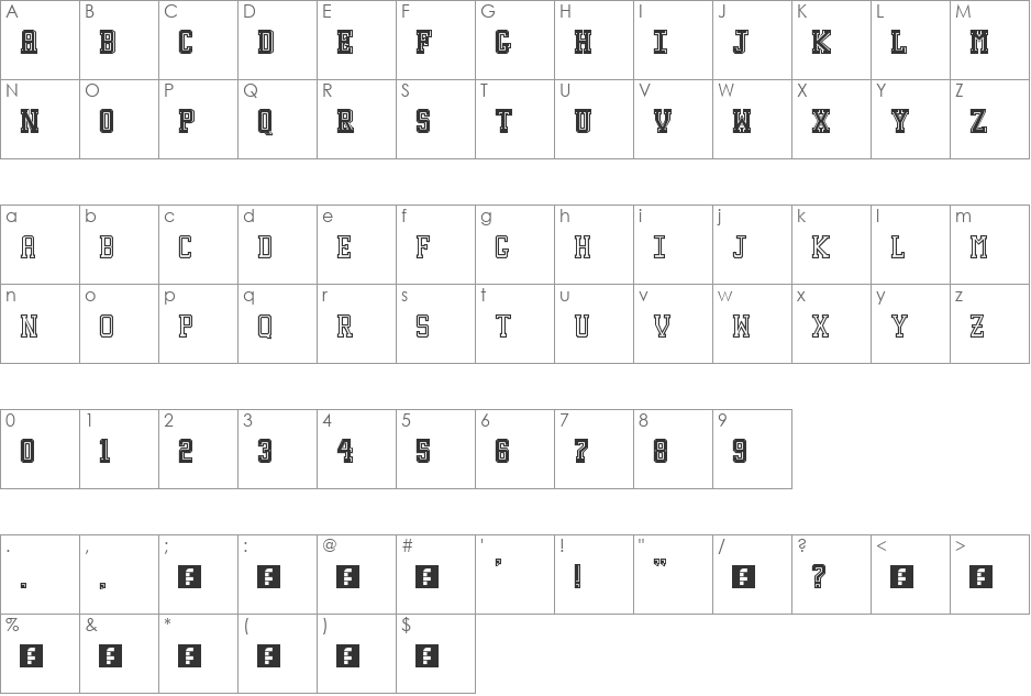 Sport Classic font character map preview