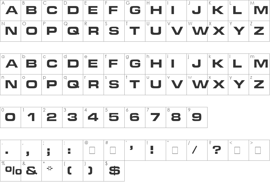 Sporting font character map preview