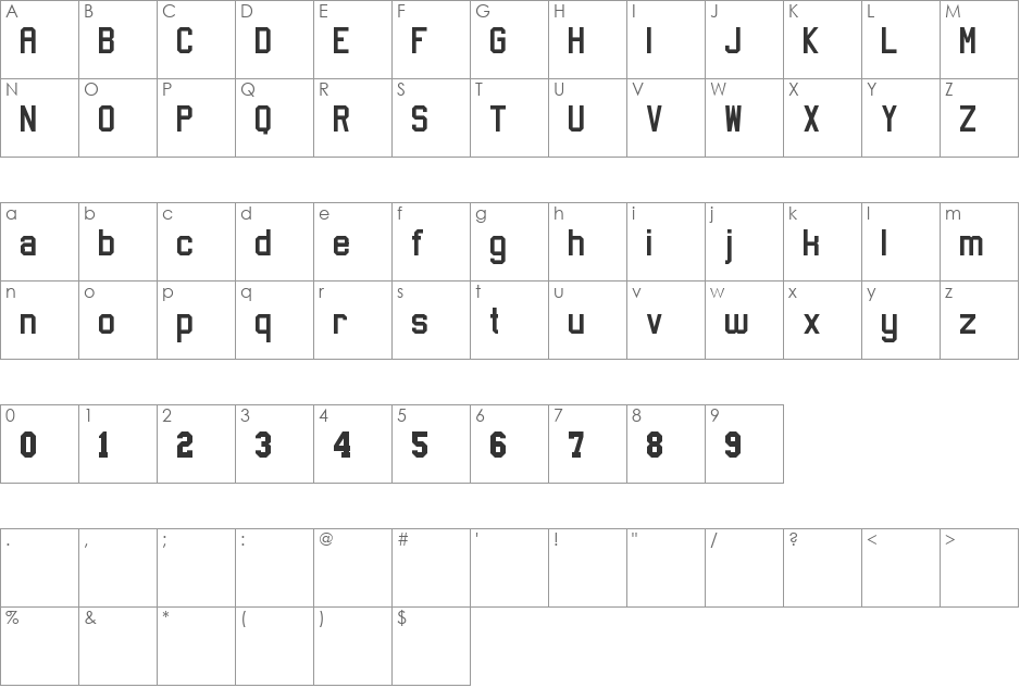 Sports Jersey font character map preview