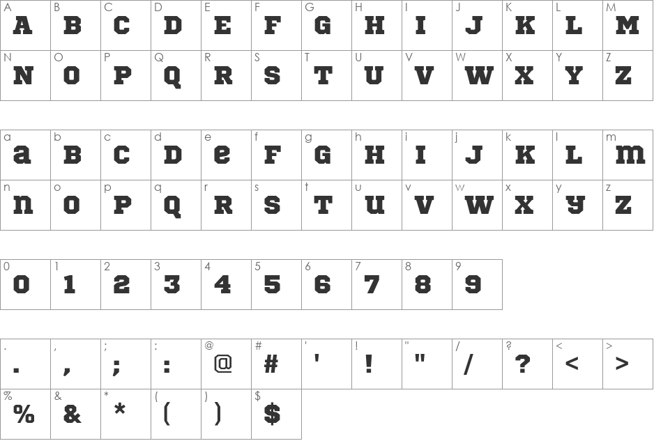 Sports World font character map preview