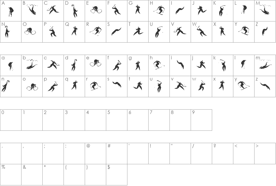 SportSatyre font character map preview