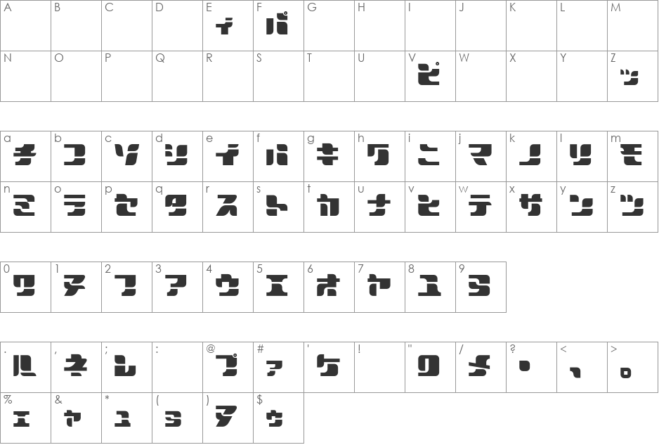 Sportswear font character map preview