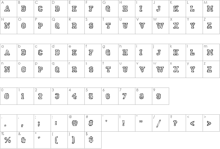 SpotEvent font character map preview