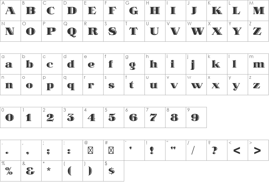 Spotlight Std font character map preview