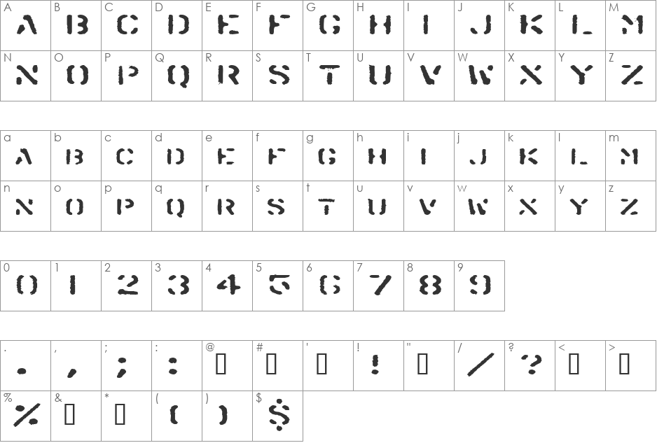 SprayStencilExtended font character map preview