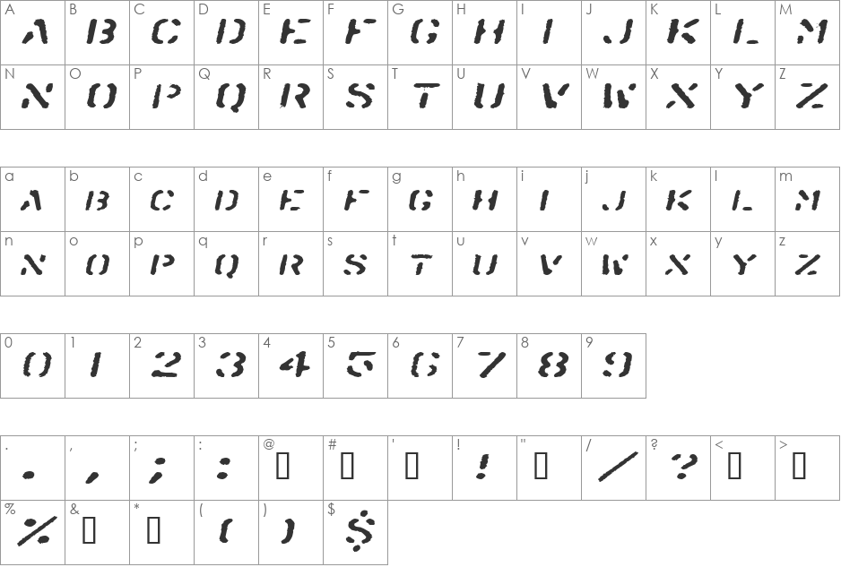SprayStencilExtended font character map preview