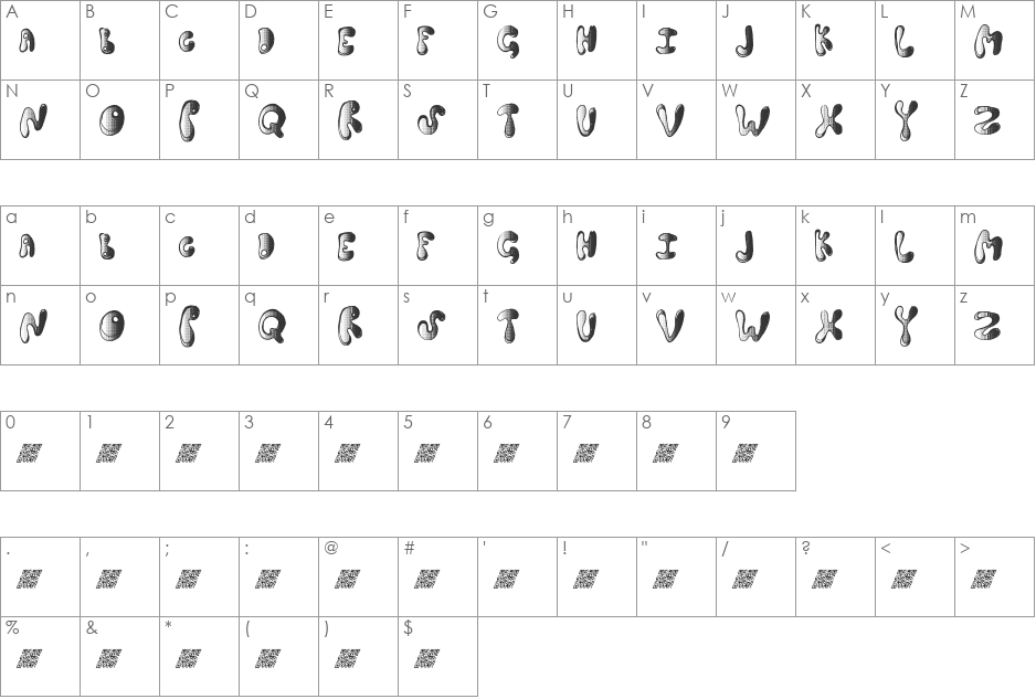 SpringDance font character map preview